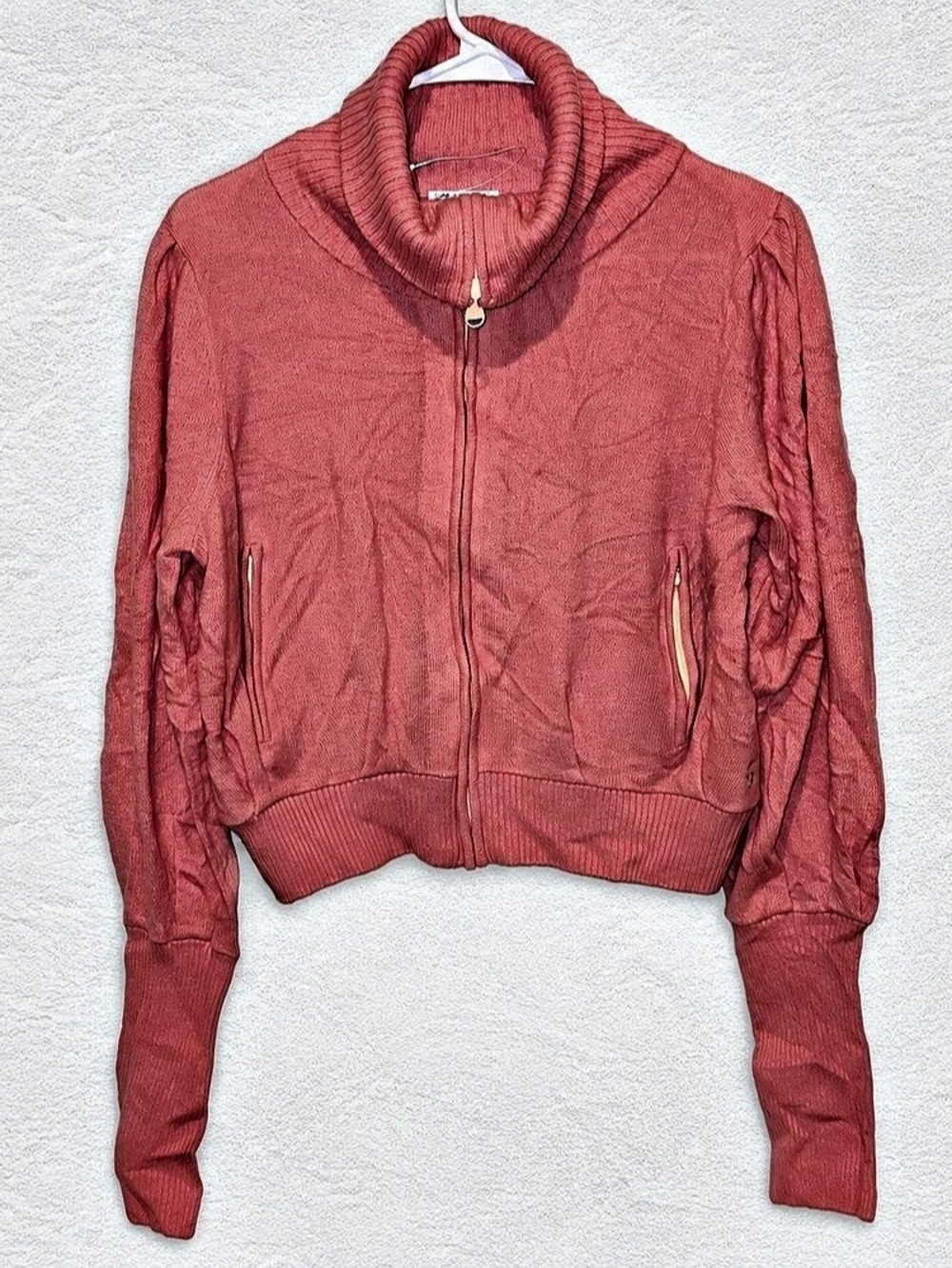 Free People Movement Zip Front Cropped Jacket in Pink Size Large NWOT